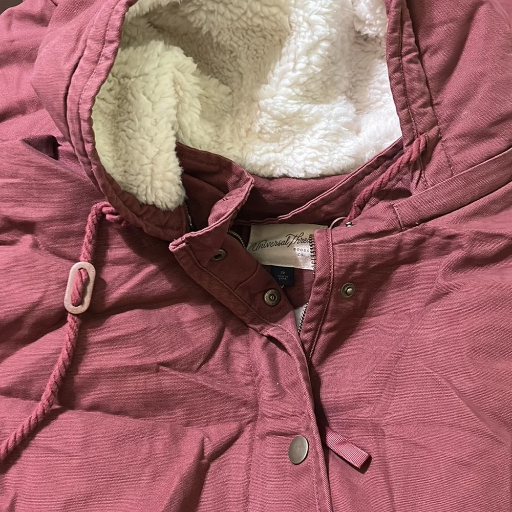 Universal Thread Sherpa Lined Canvas Winter Coat Zip & Snap Hood Insulat… - Picture 4 of 9